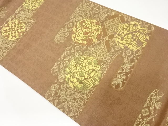 JAPANESE FUKURO OBI / WOVEN FLOWER & BIRD
